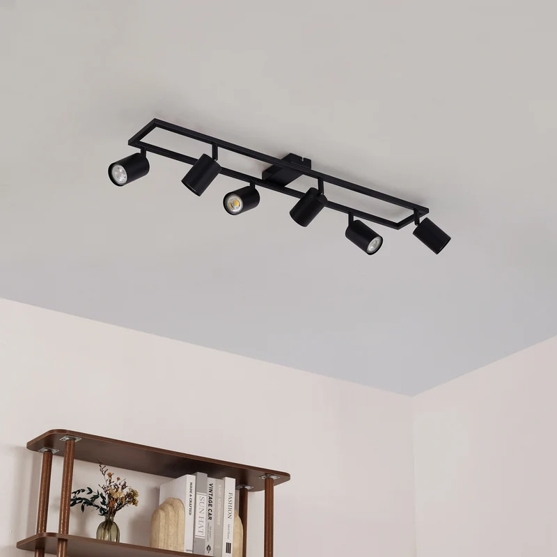 B-Ware Lindby Deckenstrahler Strahler Bravius schwarz 6-flammig Eisen