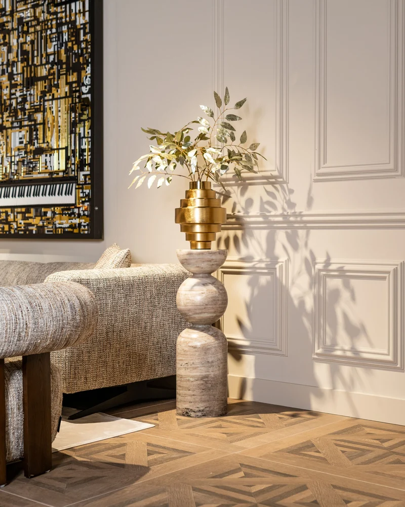 Deko-Vase Akelei Gold – Eisen mit Messingbeschichtung, Glamour-Stil