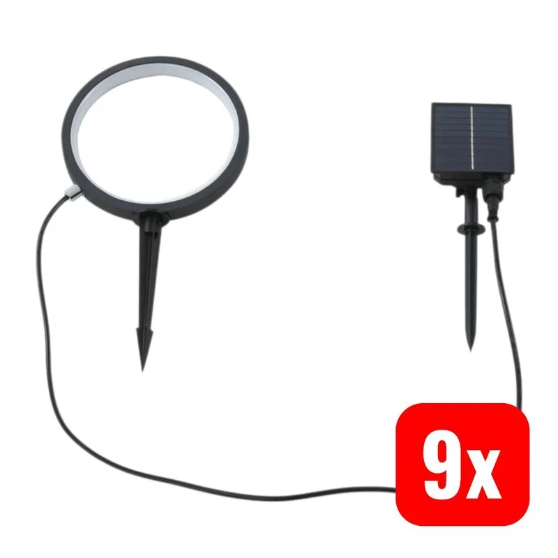 9x B-Ware Lindby Solar Gartenleuchte Syrene LED Außenlampe Poller schwarz 33,7cm IP65