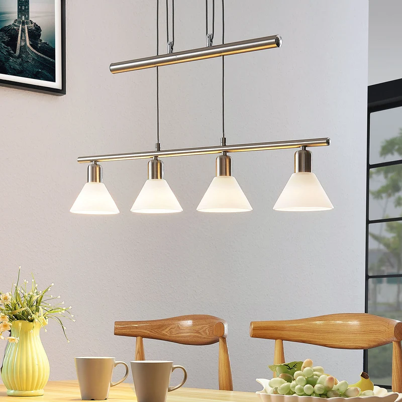 B-Ware Lindby Pendellampe Hängeleuchte Delira LED dimmbar nickel 4-flg höhenverstellbar