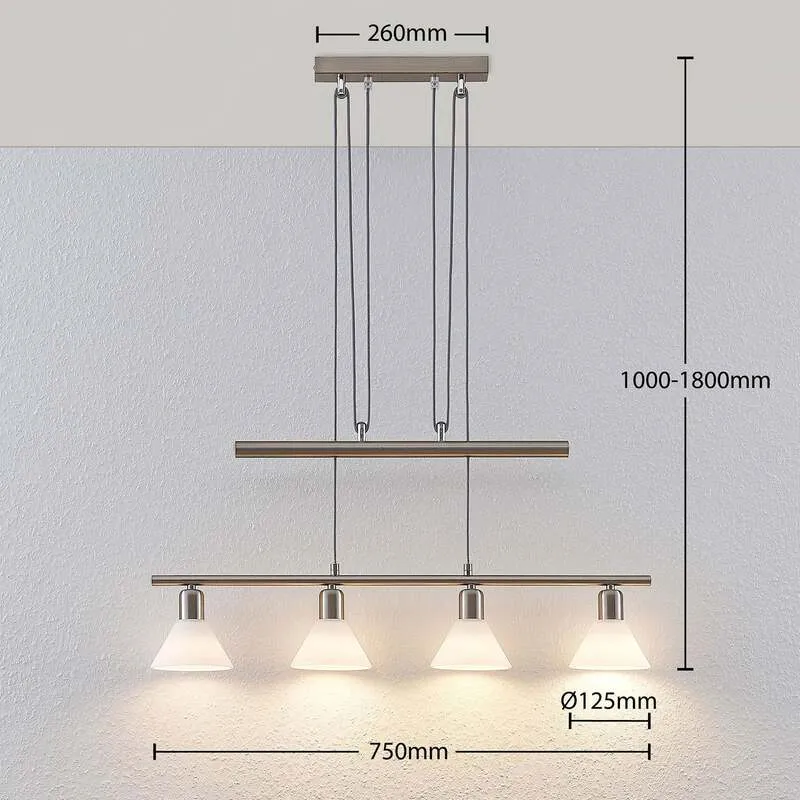 B-Ware Lindby Pendellampe Hängeleuchte Delira LED dimmbar nickel 4-flg höhenverstellbar