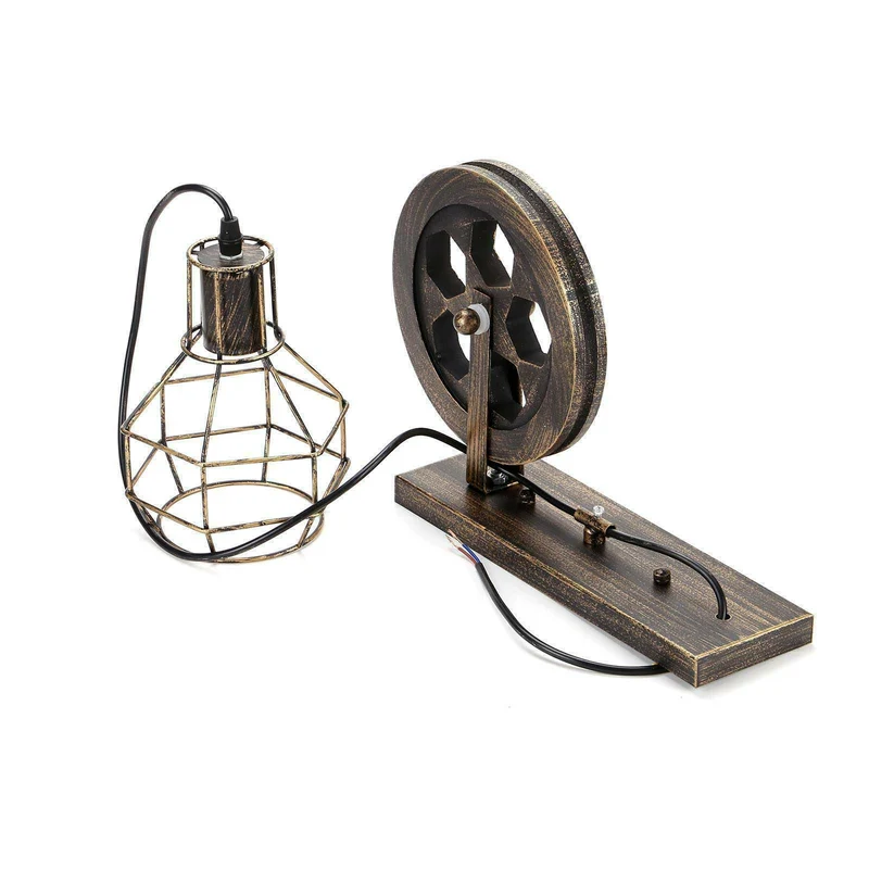 Vintage Wandleuchte aus Holz & Eisen |Rustikal Wandlampe~1327