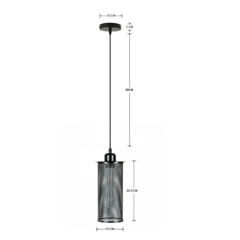 Schwarzes industrielles Loft Eisen Drahtkäfig Glasschirm Hängelampe~1326
