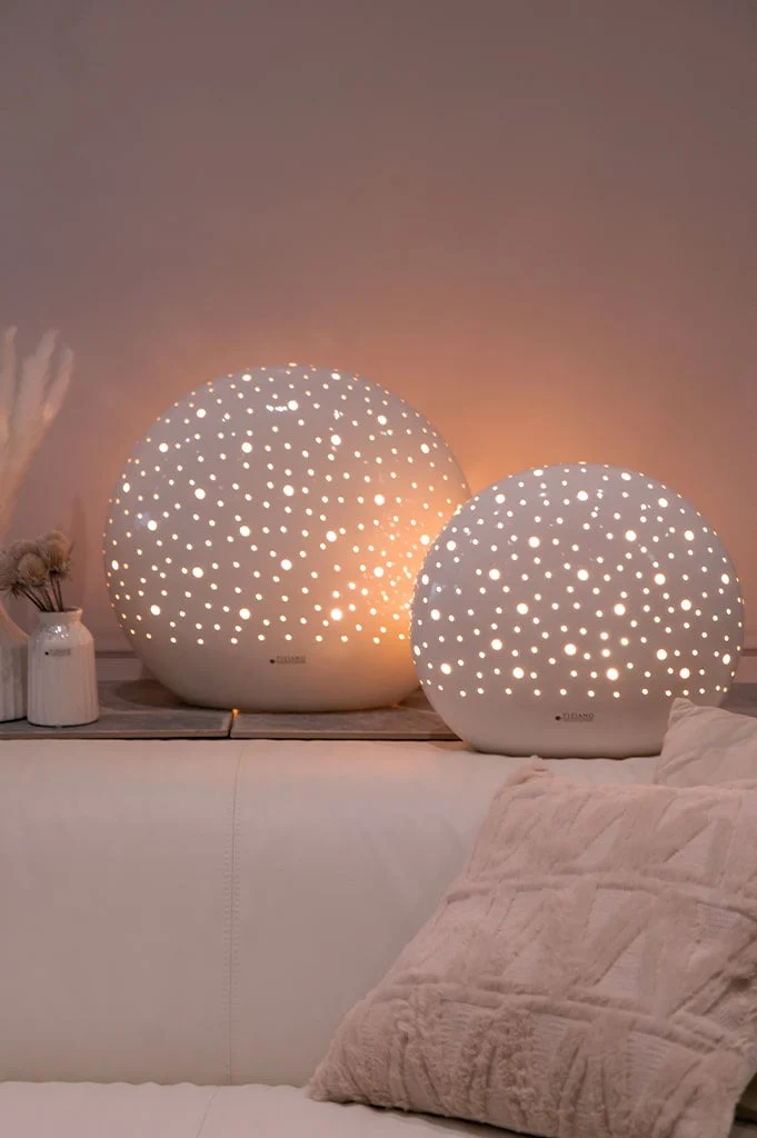Lampe Mendini oval weiß creme