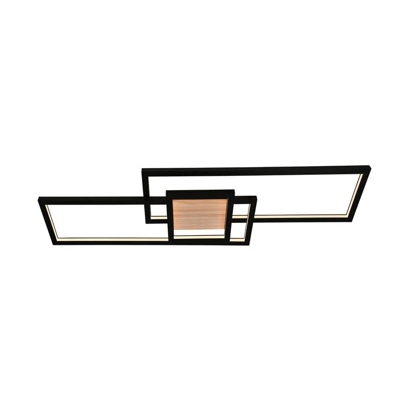 B-Ware Lindby Deckenleuchte Lampe LED Emiljan schwarz Metall dimmbar Holz Wohnzimmer