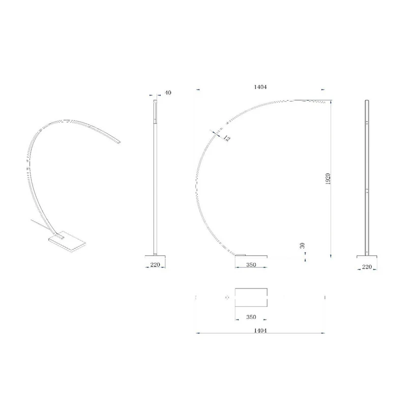 B-Ware Lucide LED Bogenleuchte Stehleuchte Curve goldmatt Marmor 192cm dimmbar