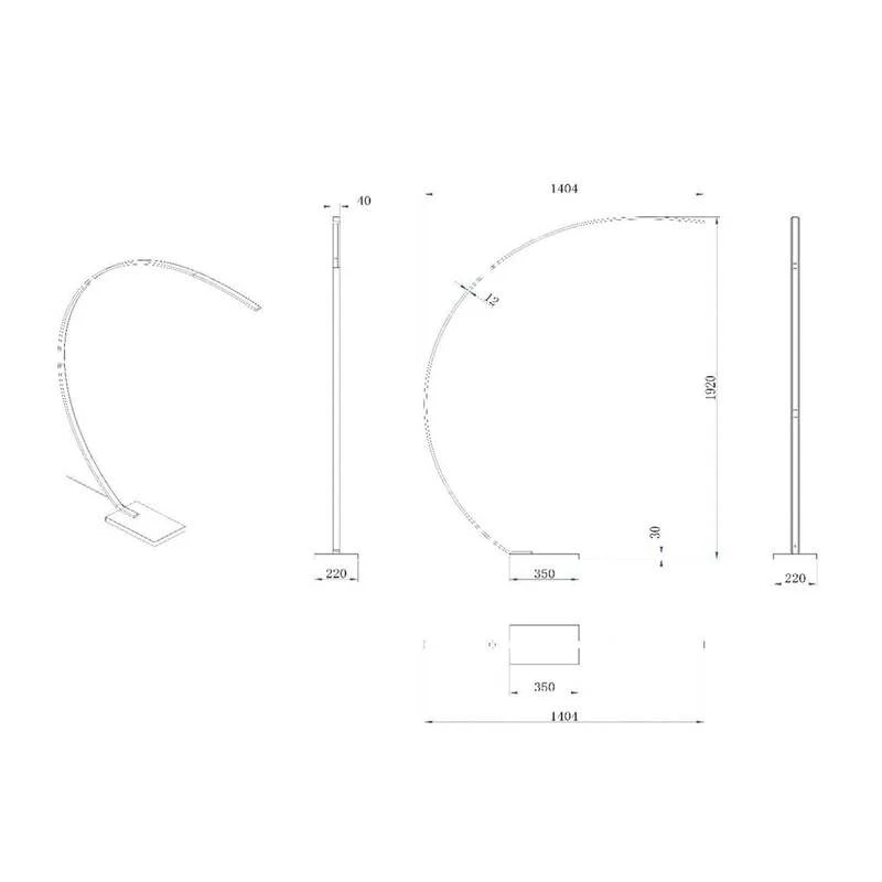 B-Ware Lucide LED Bogenleuchte Stehleuchte Curve goldmatt Marmor 192cm dimmbar
