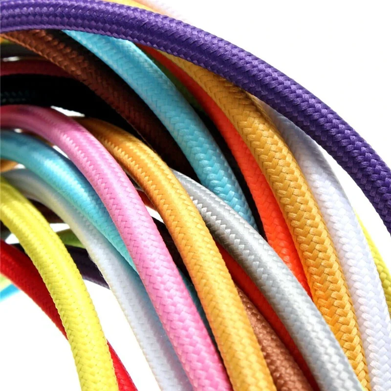 1m,5m,10m Rundes 2-Adriges Geflochtenes Farbiges Kabel ~1438