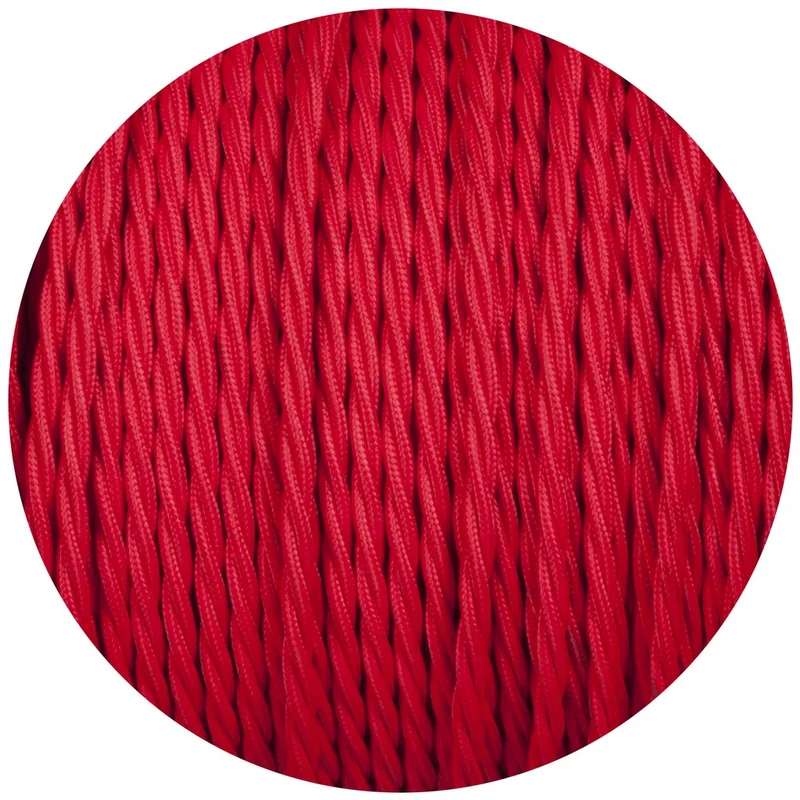 Vintage 3-adrige geflochtenes Rot Lampenkabel ~1185