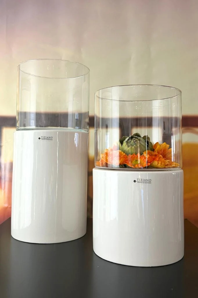 Windlicht Laterna XL creme-weiß mit Klarglas