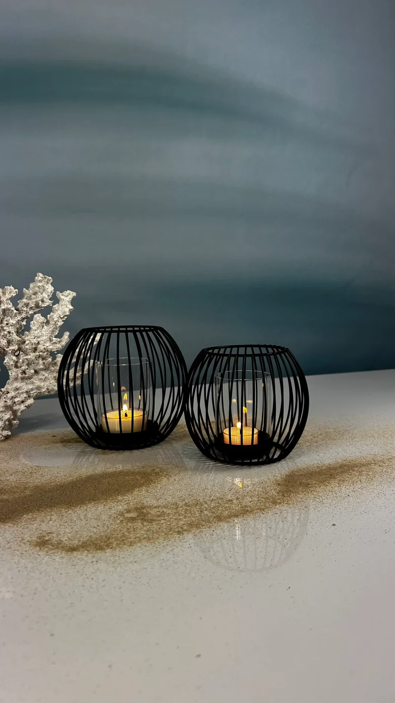 Tischlicht Dusk schwarz mit Glas