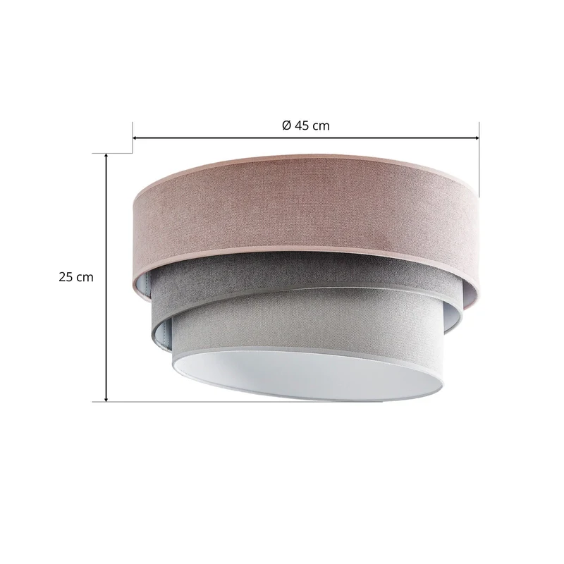 B-Ware Pastell Deckenlampe Trio Leuchte Lampe Ø 45cm pink grau hellgrau Samt Licht