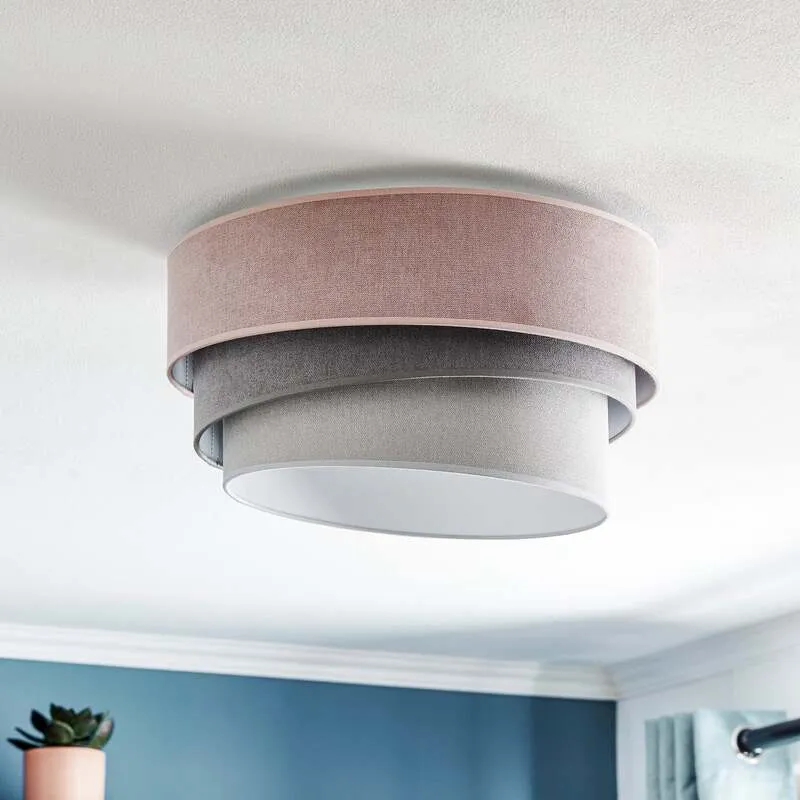 B-Ware Pastell Deckenlampe Trio Leuchte Lampe Ø 45cm pink grau hellgrau Samt Licht