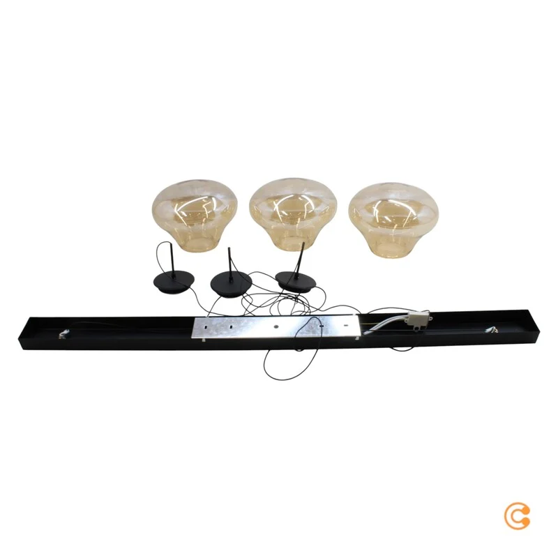 B-Ware Fabas Luce Pendelleuchte Hängeleuchte Deva LED Amber Glas Metall Dimmbar 115 cm