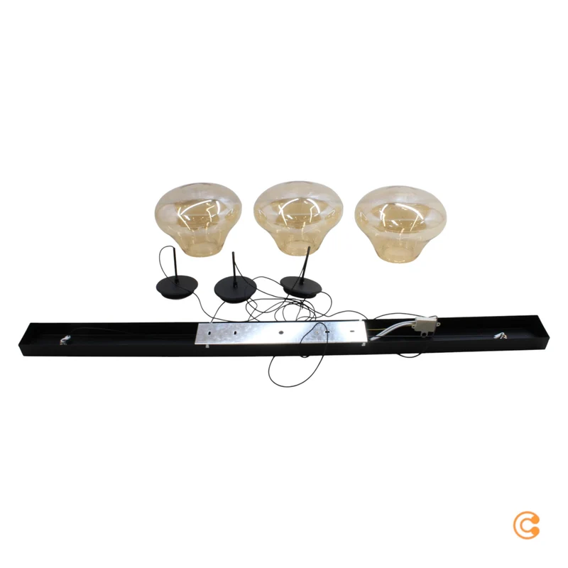 B-Ware Fabas Luce Pendelleuchte Hängeleuchte Deva LED Amber Glas Metall Dimmbar 115 cm