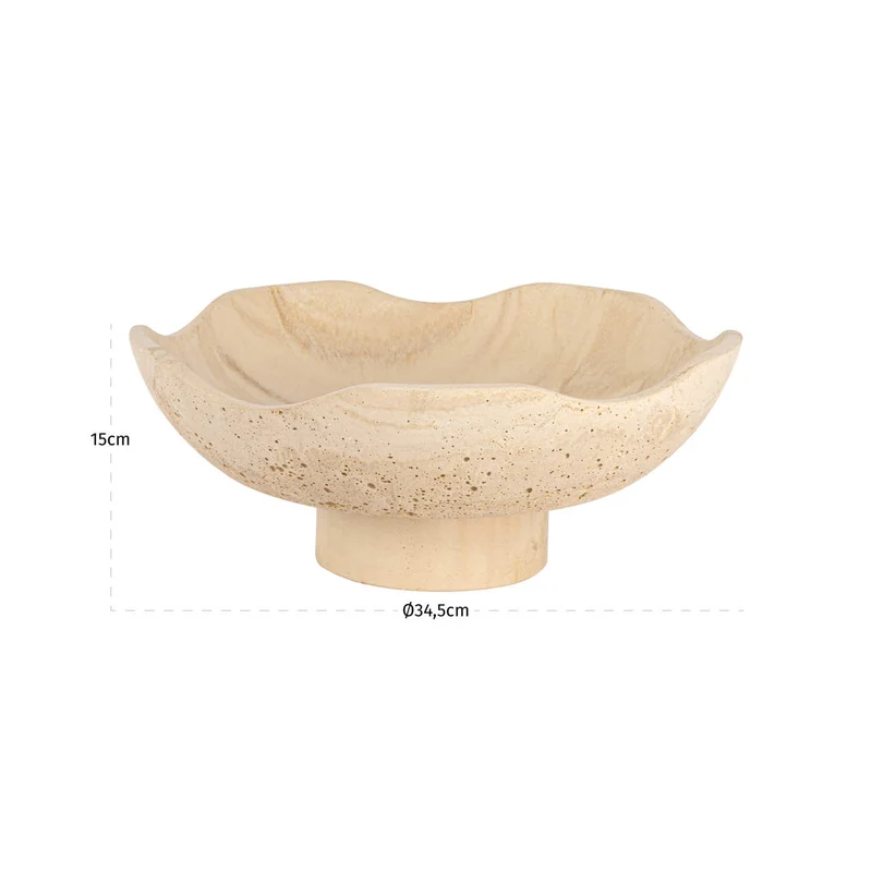 Schale Meauve beige – handgegossene Harz-Dekoschale, Ø 34,5 cm