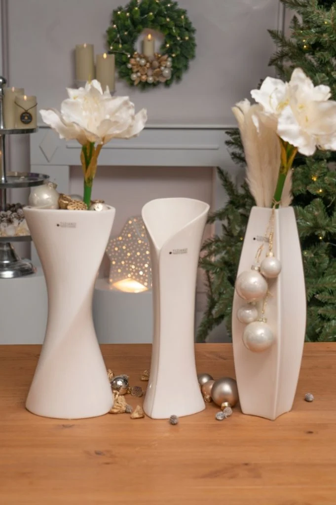 Vase Romina 40cm creme-weiß