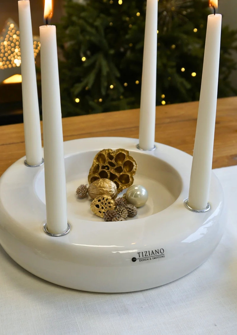 Adventskranz Seletti 30cm in zwei Varianten creme-weiß