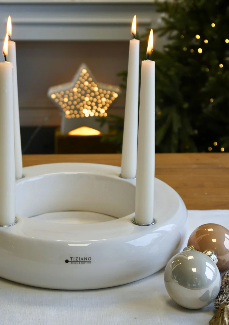 Adventskranz Seletti 30cm in zwei Varianten creme-weiß