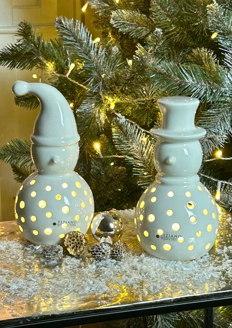Schneemann LED in zwei Varianten creme-weiß