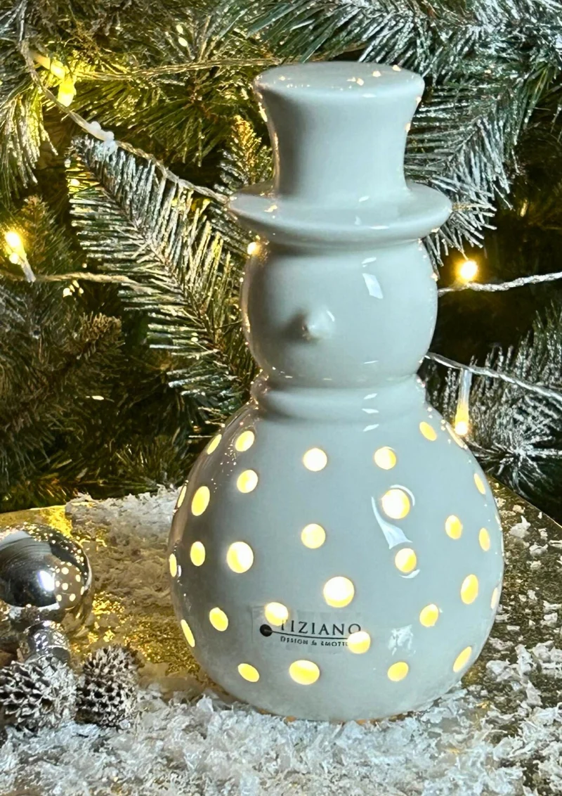 Schneemann LED in zwei Varianten creme-weiß