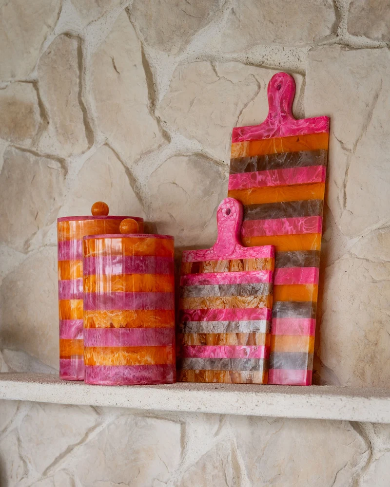 Aufbewahrungsbox Lilybelle Harz pink/orange – dekoratives Unikat