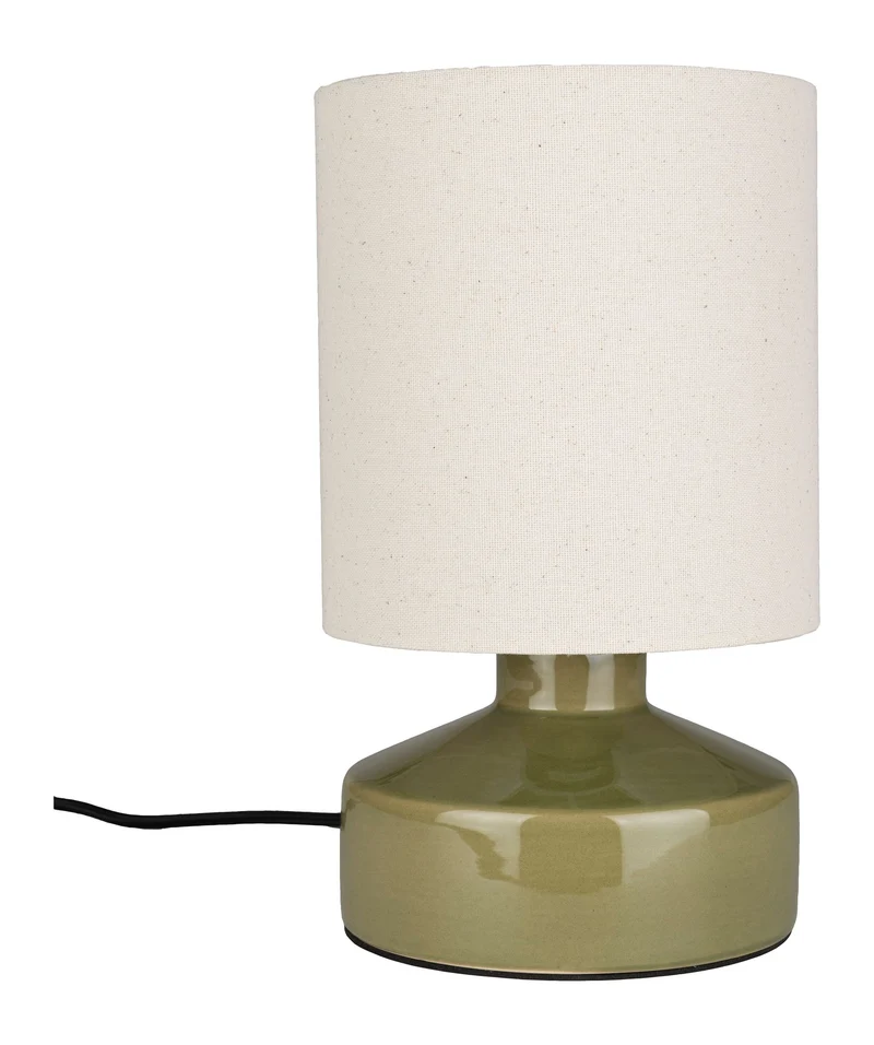 Tischlampe Nook Grün mit Keramikfuß und Leinenschirm von Zuiver