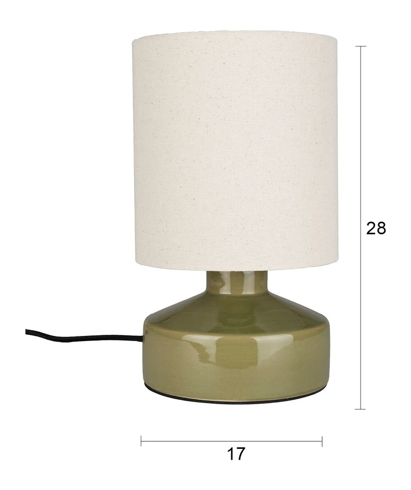 Tischlampe Nook Grün mit Keramikfuß und Leinenschirm von Zuiver