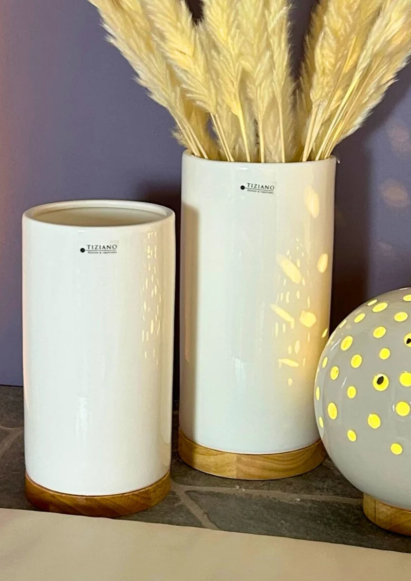 Vase Venosta auf Holzbase natur