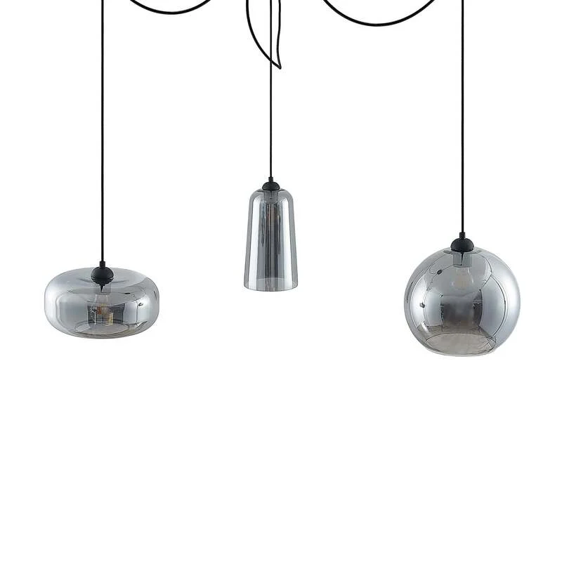 B-Ware Lucande Zyli Pendelleuchte Hängeleuchte Deckenlampe Lampe dreiflammig rauchgrau