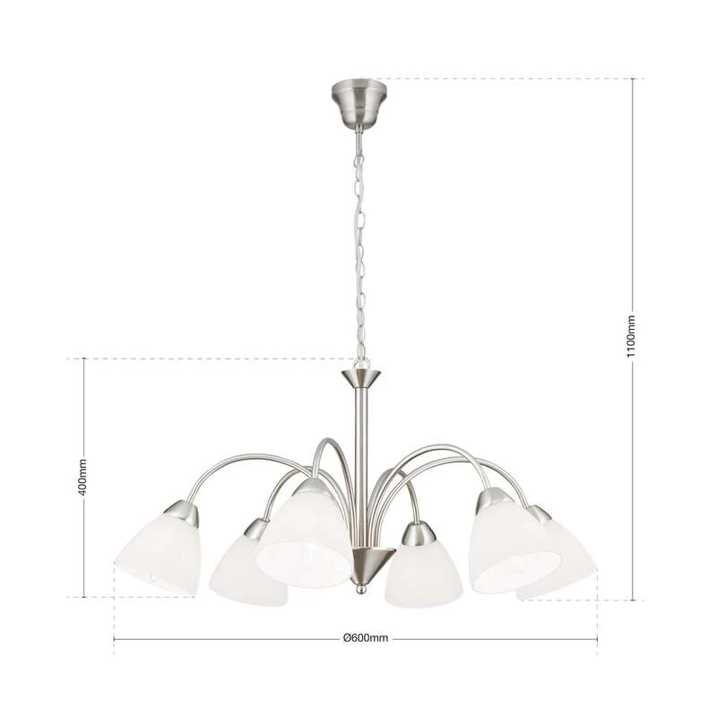 B-Ware Hängeleuchte Kinga Hängeleuchte Lampe Leuchte Deckenlampe 6-flammig E14 nickel