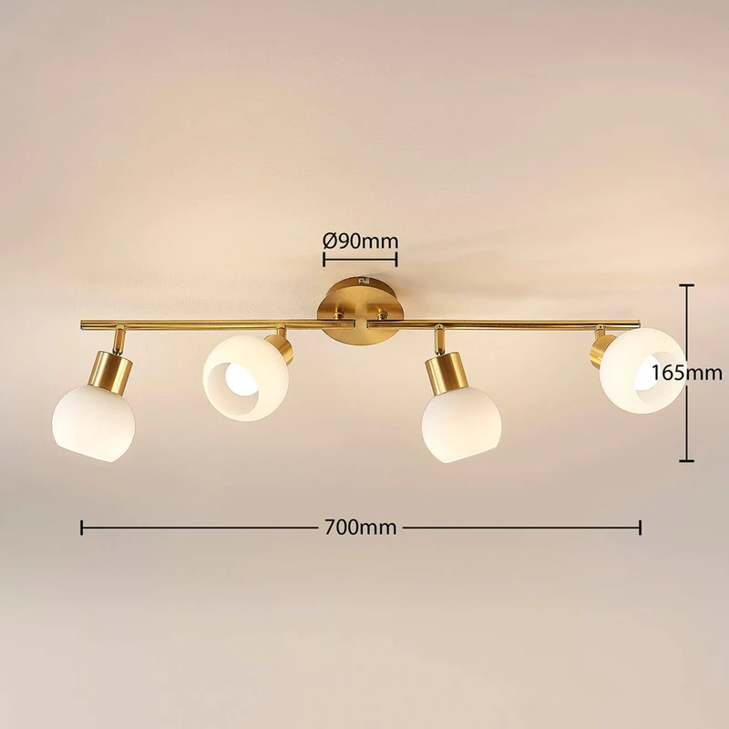B-Ware Lindby Deckenleuchte Deckenlampe Elaina messing Glas Opalglasschirme 4 flammig