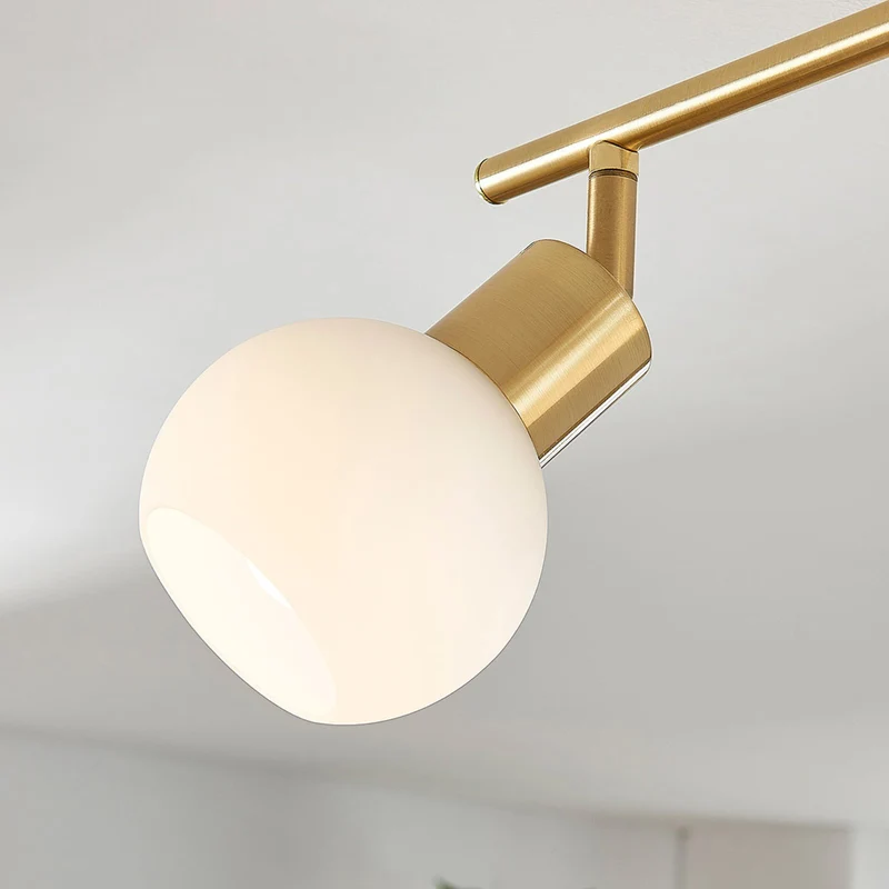 B-Ware Lindby Deckenleuchte Deckenlampe Elaina messing Glas Opalglasschirme 4 flammig