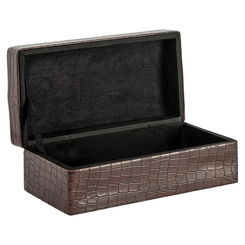 Aufbewahrungsbox Rex dark brown small - Wildleder-Box, kompakt