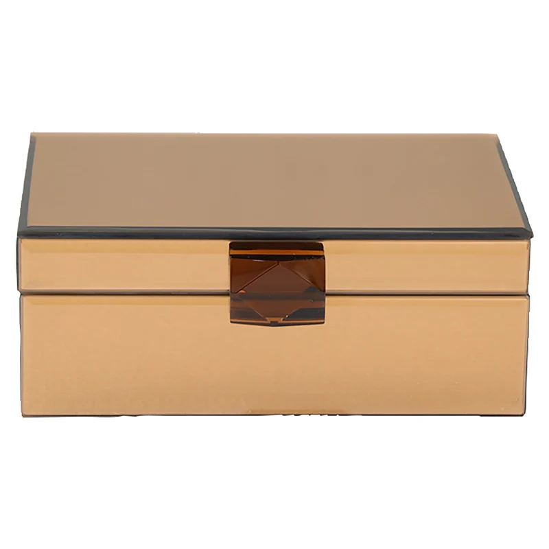 Aufbewahrungsbox Lins Braun – Glas-Deko-Box mit Spiegel-Effekt