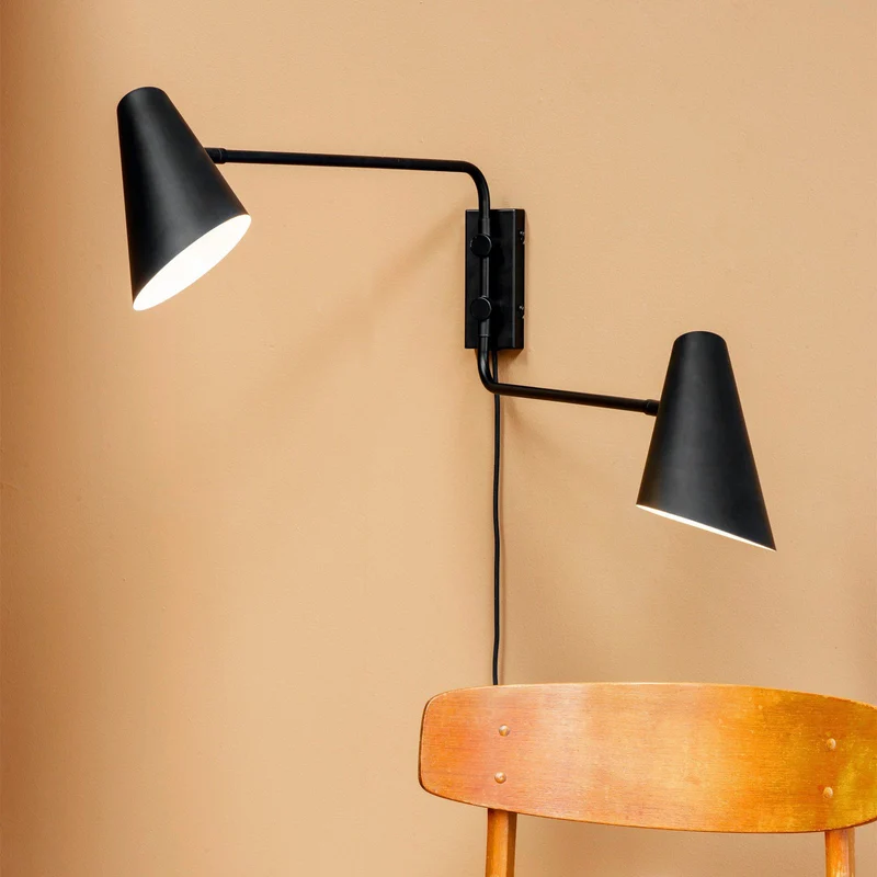 B-Ware Dyberg Larsen Wandlampe Leuchte Cale schwarz Metall 2flg