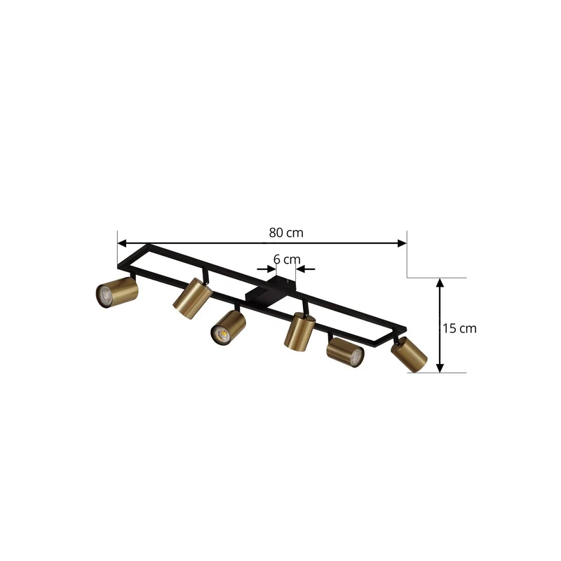 B-Ware Lindby Deckenstrahler Strahler Bravius messing 6-flammig Eisen