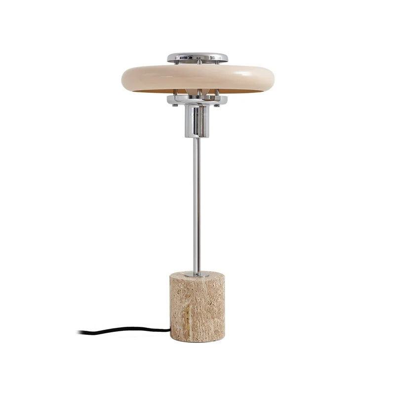 B-Ware Lindby Tischleuchte Lampe Retro beige Metall Travertin Schreibtischleuchte