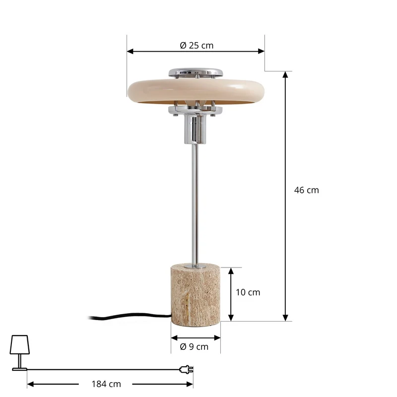 B-Ware Lindby Tischleuchte Lampe Retro beige Metall Travertin Schreibtischleuchte