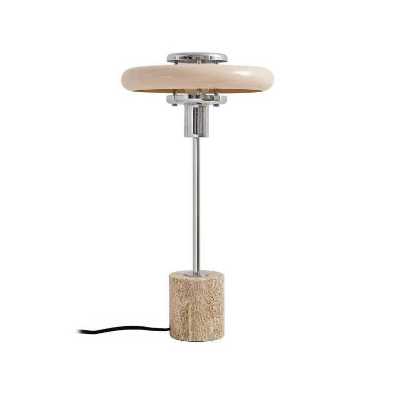 B-Ware Lindby Tischleuchte Lampe Retro beige Metall Travertin Schreibtischleuchte