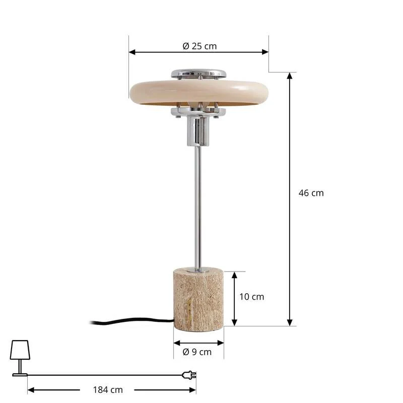 B-Ware Lindby Tischleuchte Lampe Retro beige Metall Travertin Schreibtischleuchte
