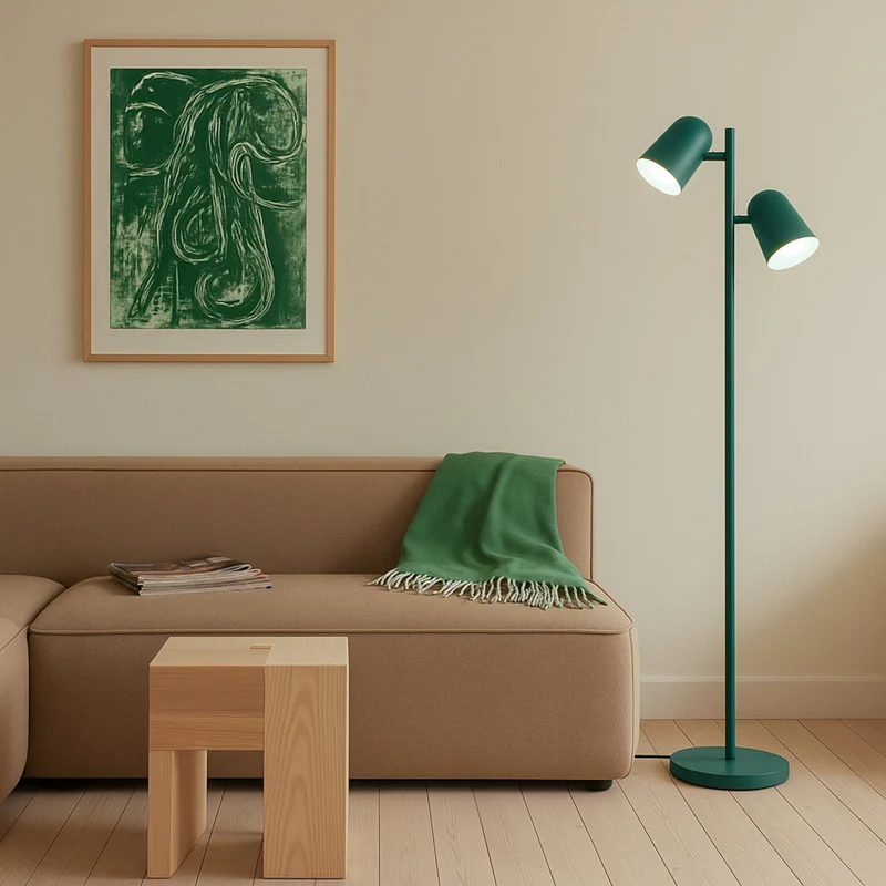 B-Ware Lindby Stehleuchte Lampe Isara grün 165 cm 2flg Metall E27