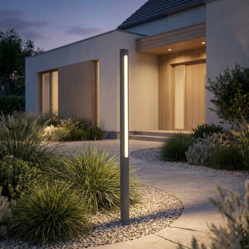 B-Ware Lindby Wegeleuchte Gartenleuchte Liravel LED Pollerleuchte anthrazit 90cm IP65