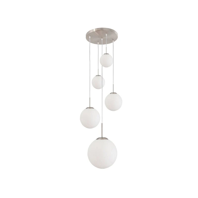 B-Ware Steinhauer Hängeleuchte Bollique stahl opalweiß Glas 5-flammig Deckenlampe Lampe