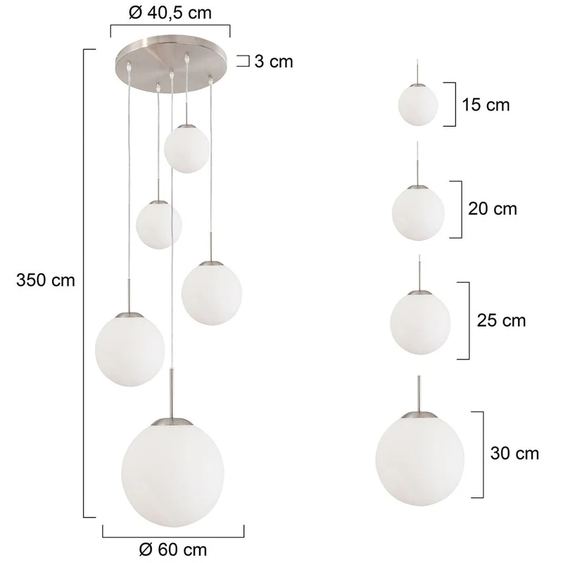 B-Ware Steinhauer Hängeleuchte Bollique stahl opalweiß Glas 5-flammig Deckenlampe Lampe