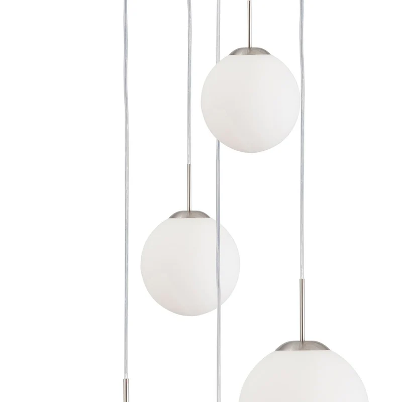 B-Ware Steinhauer Hängeleuchte Bollique stahl opalweiß Glas 5-flammig Deckenlampe Lampe