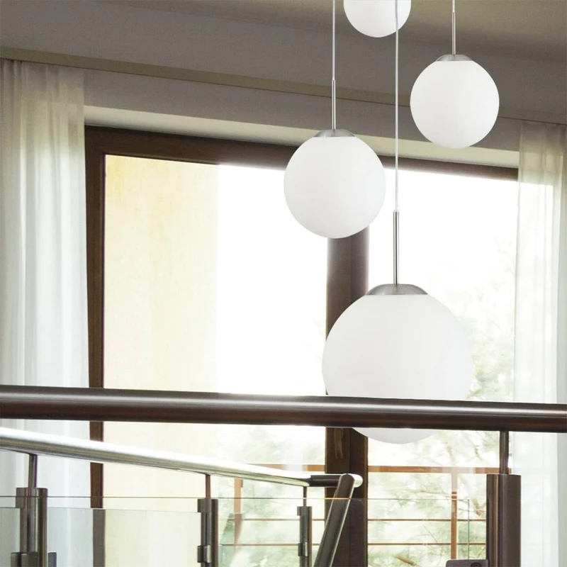 B-Ware Steinhauer Hängeleuchte Bollique stahl opalweiß Glas 5-flammig Deckenlampe Lampe
