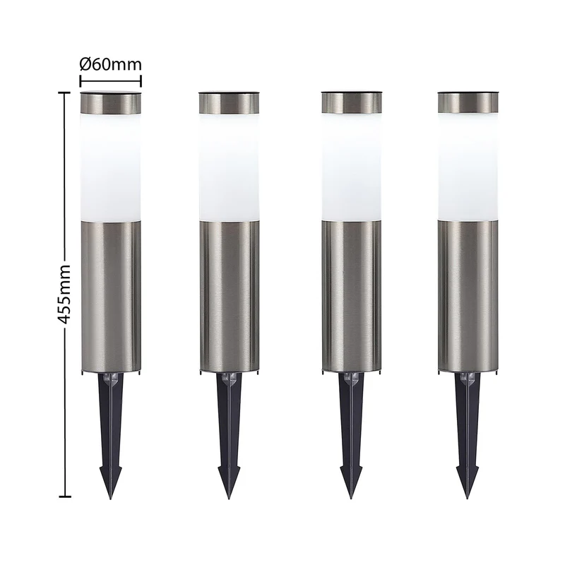 B-Ware Lindby Solarlampe Solarleuchte LED Erdspießleuchte Set Sirita Silber Opalweiß