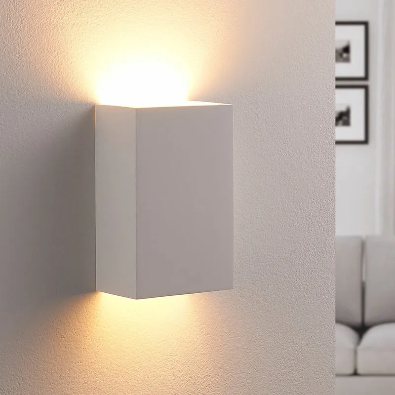 B-Ware Lindby Wandlampe Leuchte Colja Gips eckig Weiß Höhe 16 cm