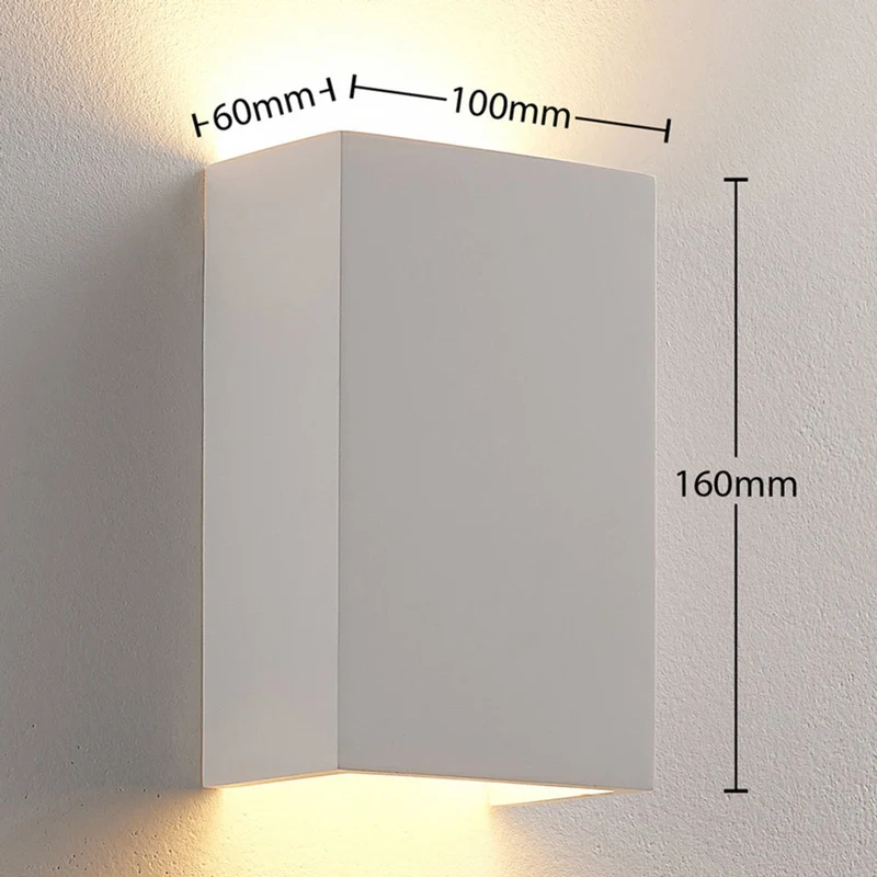 B-Ware Lindby Wandlampe Leuchte Colja Gips eckig Weiß Höhe 16 cm